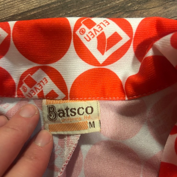 Vintage 70s 7/11 Uniform Polyester Shirt Size S - Picture 2 of 7